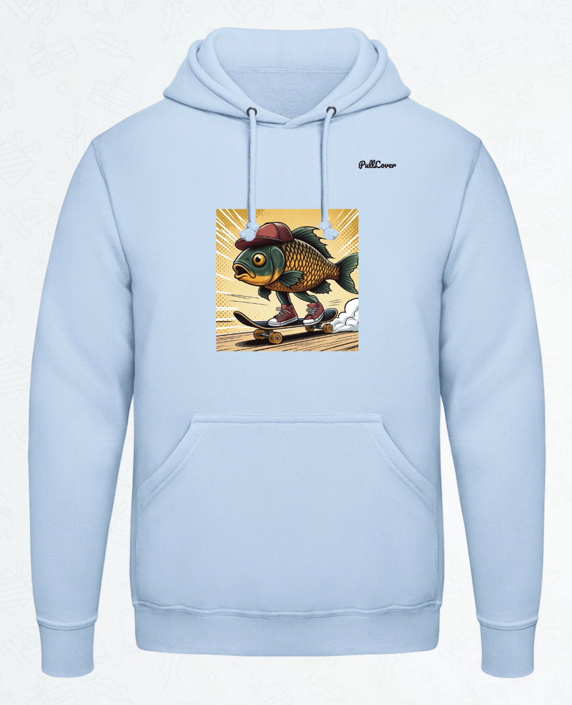 Hoodie Skateboard-Fisch