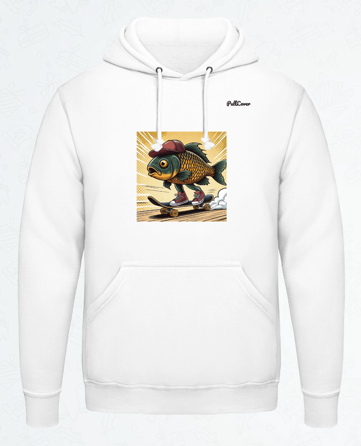 Hoodie Skateboard-Fisch