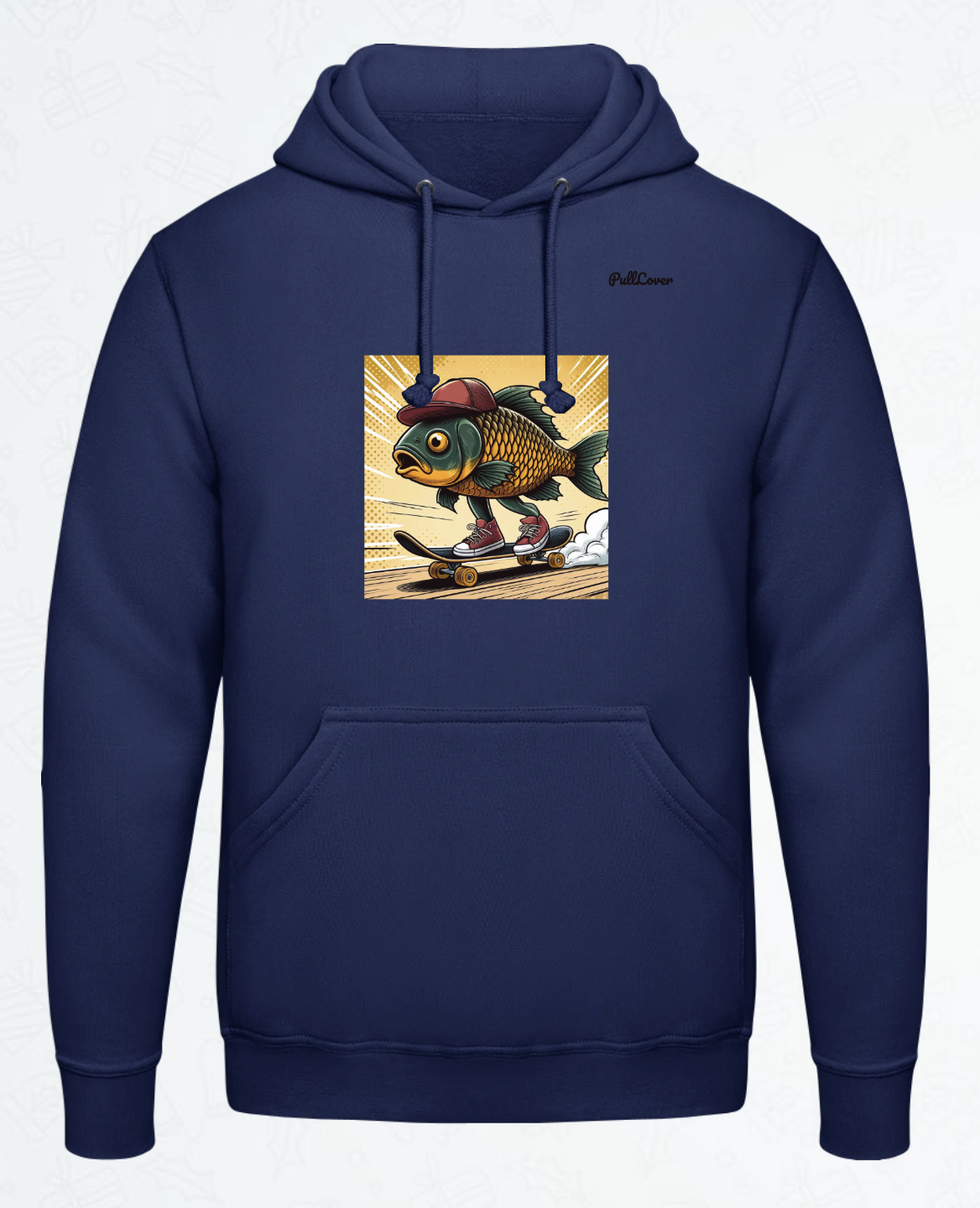 Hoodie Skateboard-Fisch