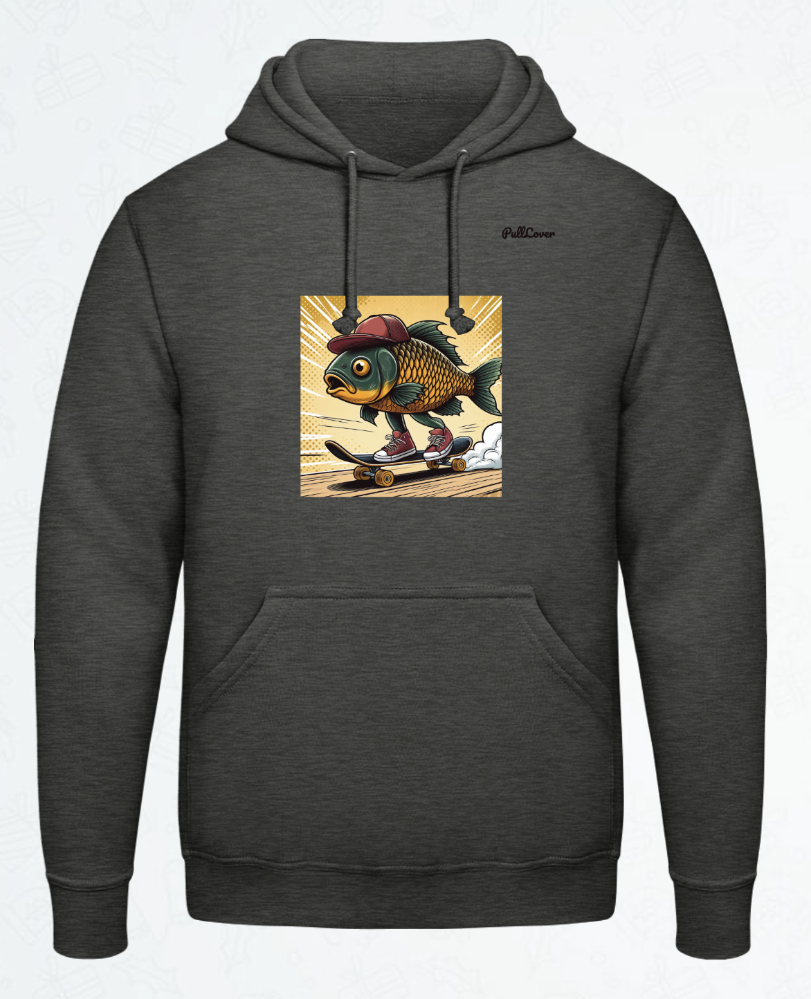 Hoodie Skateboard-Fisch