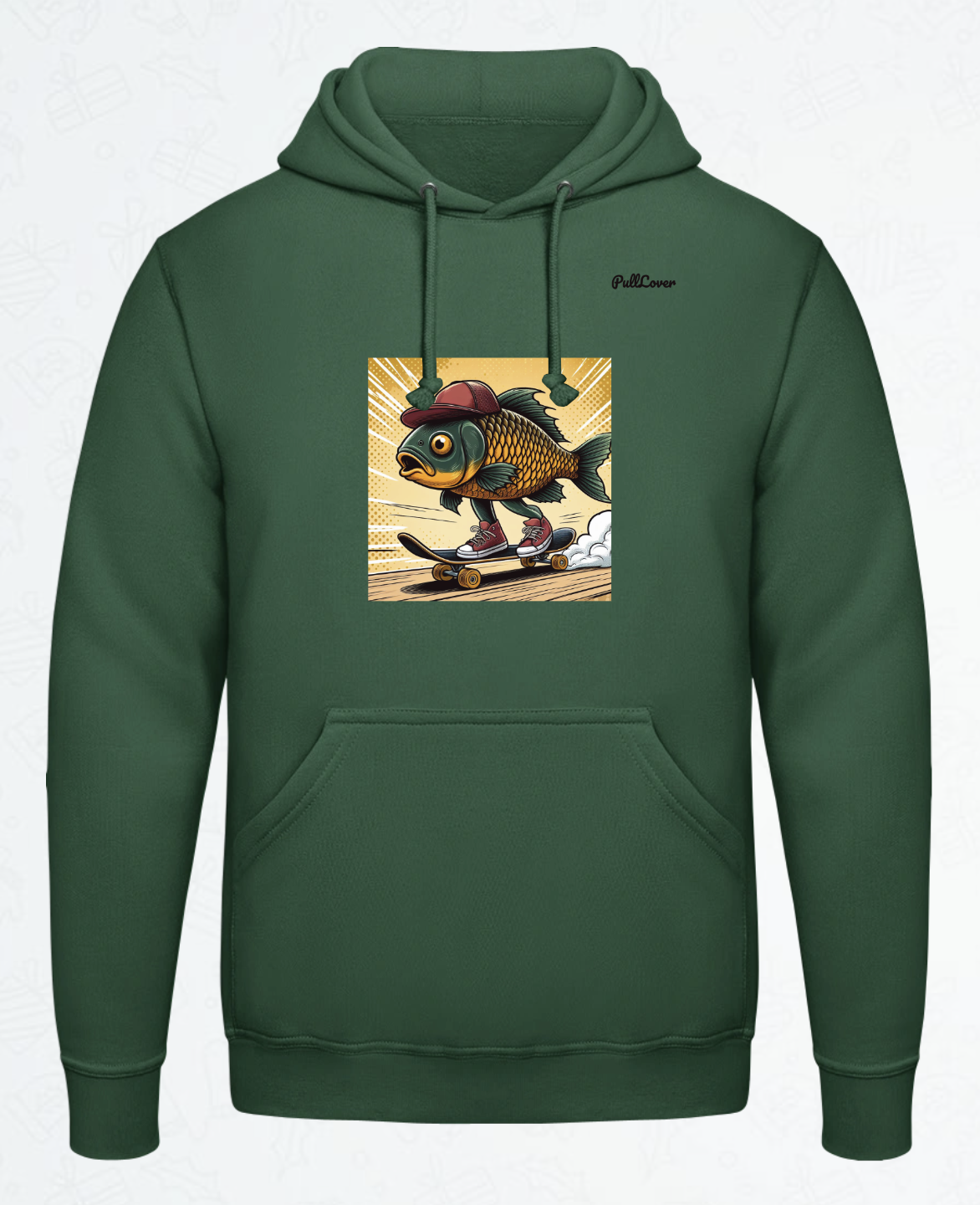 Hoodie Skateboard-Fisch