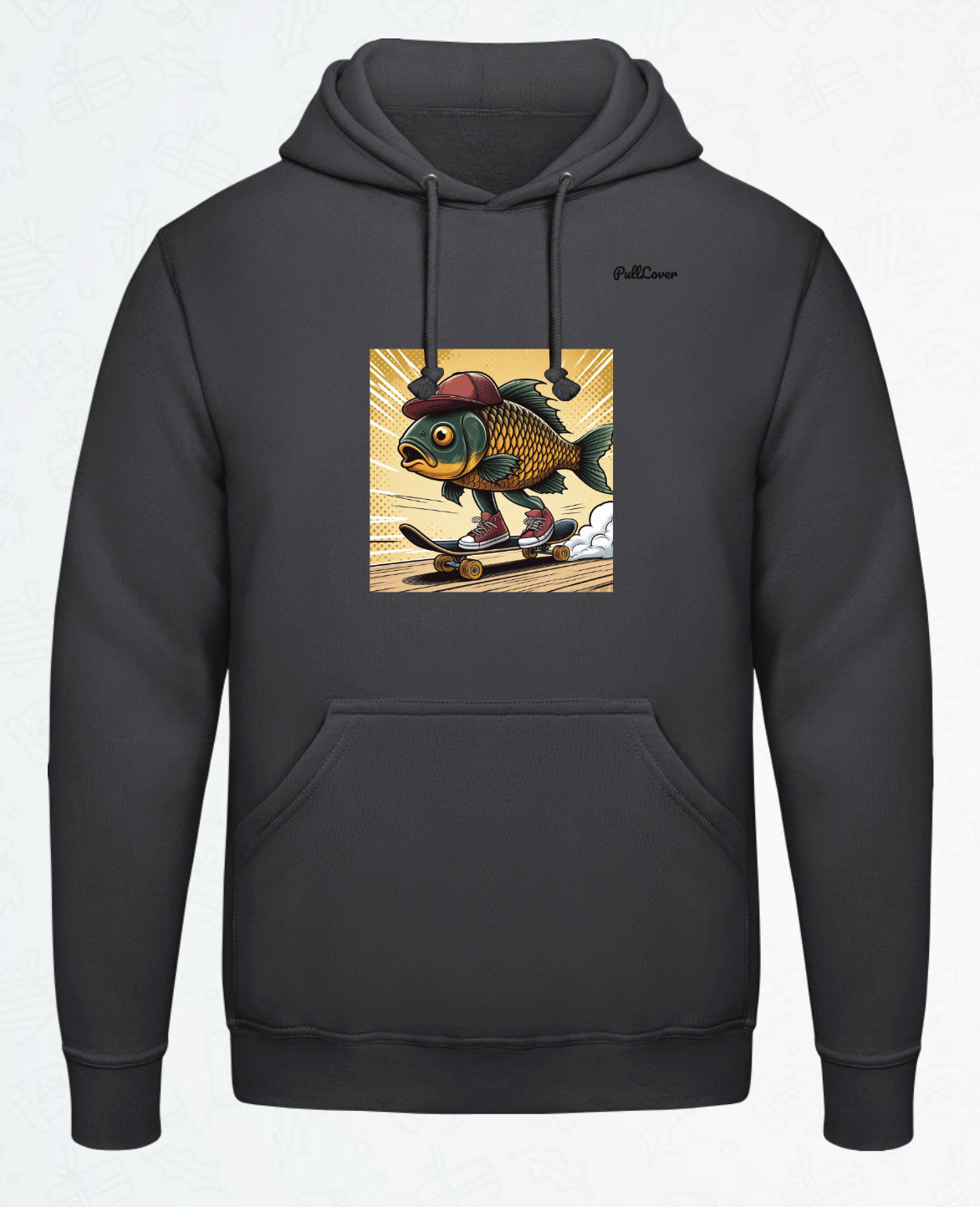 Hoodie Skateboard-Fisch