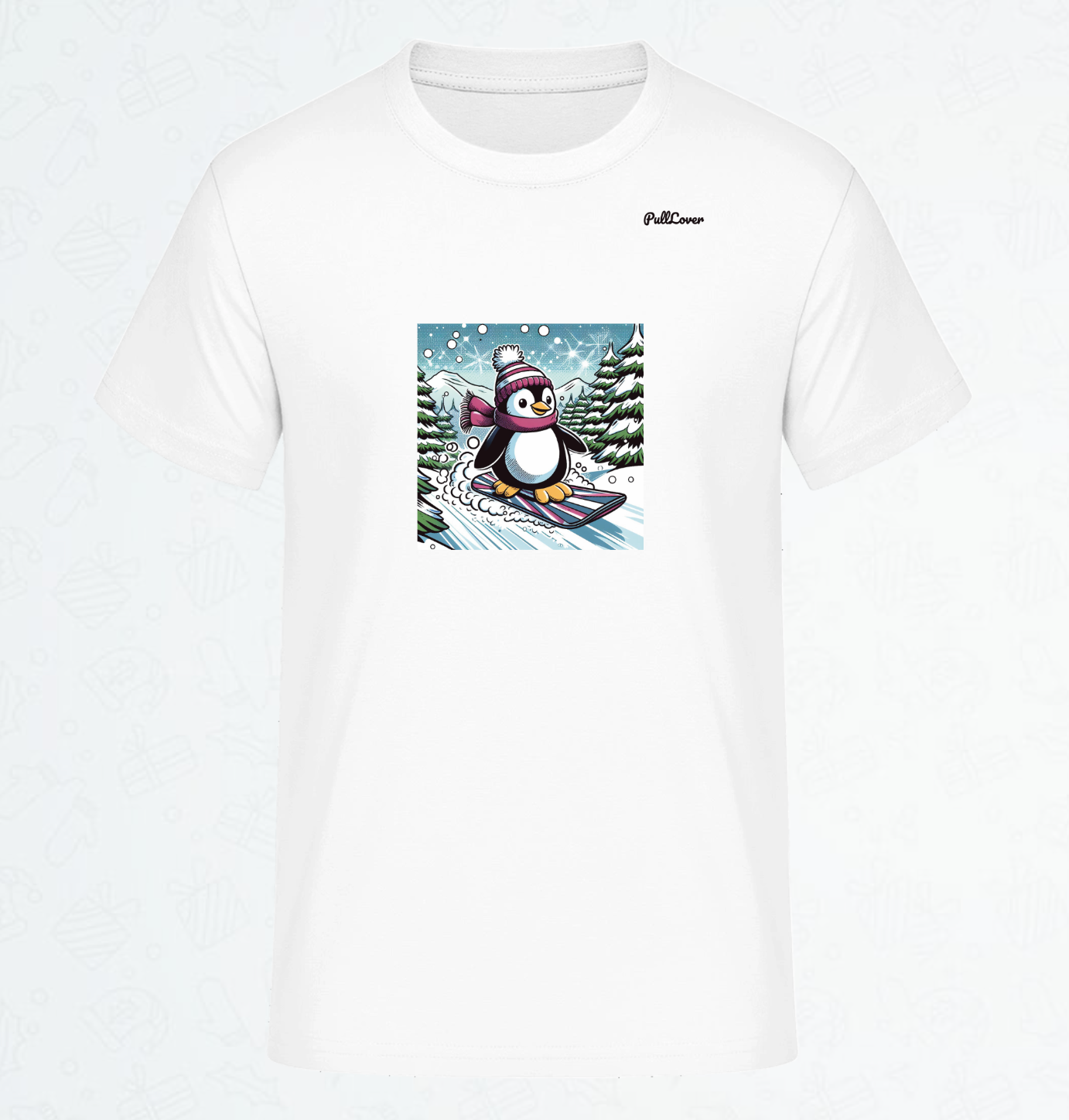 Herren T-Shirt Snowboard Pinguin