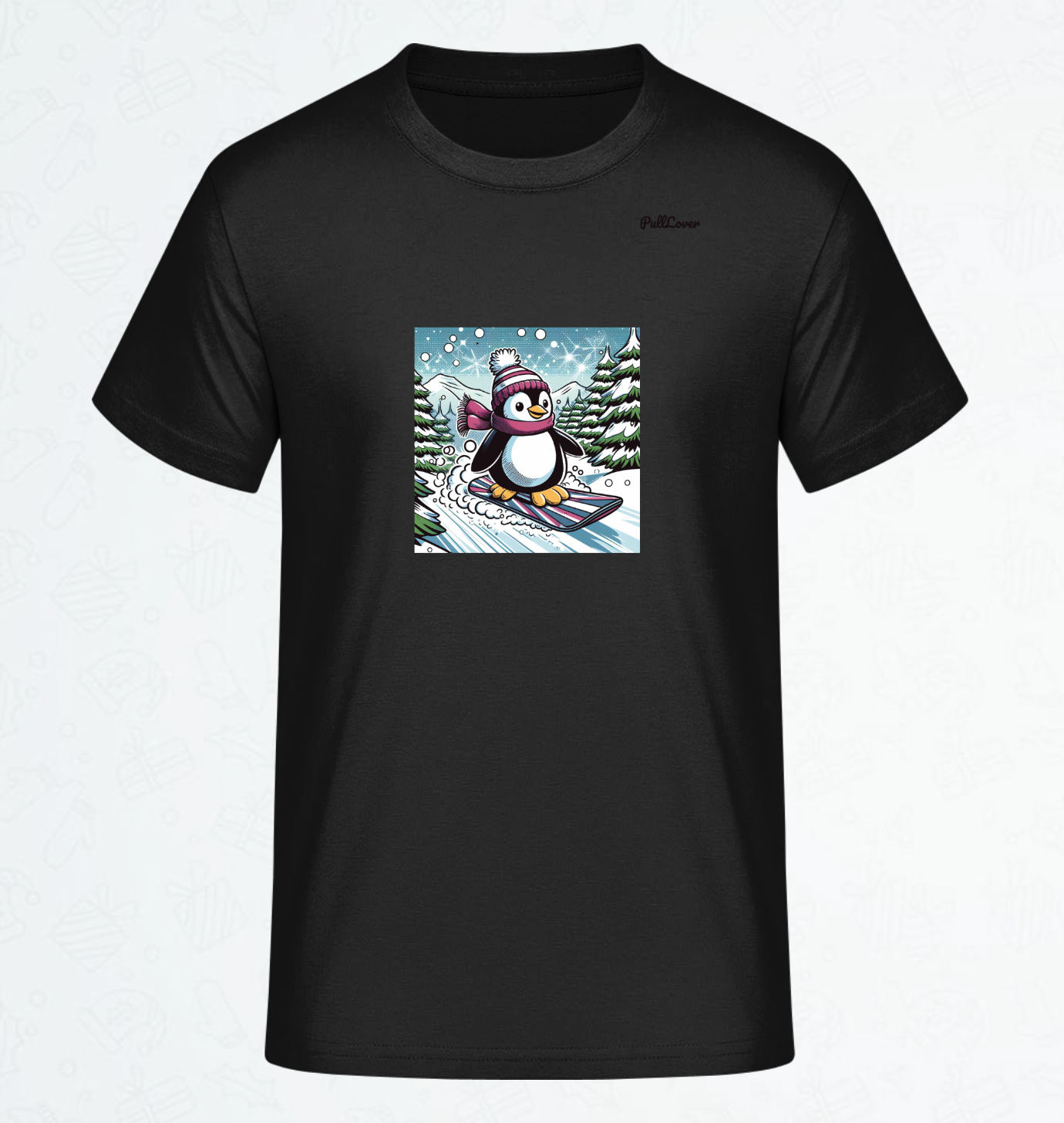 Herren T-Shirt Snowboard Pinguin