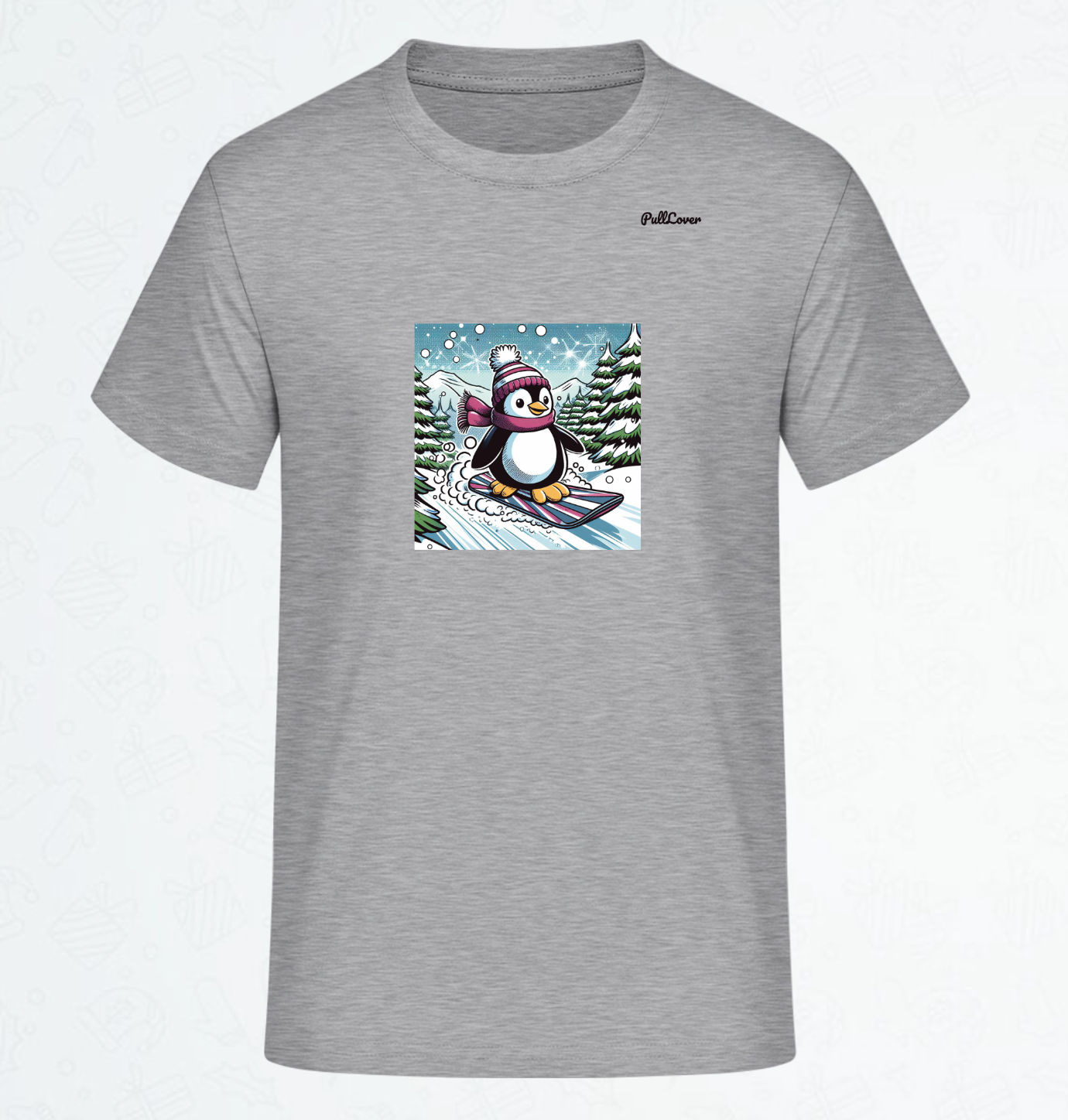 Herren T-Shirt Snowboard Pinguin