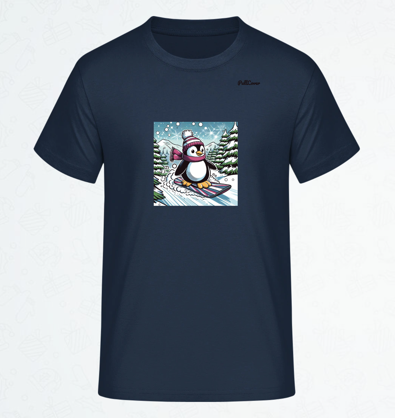 Herren T-Shirt Snowboard Pinguin