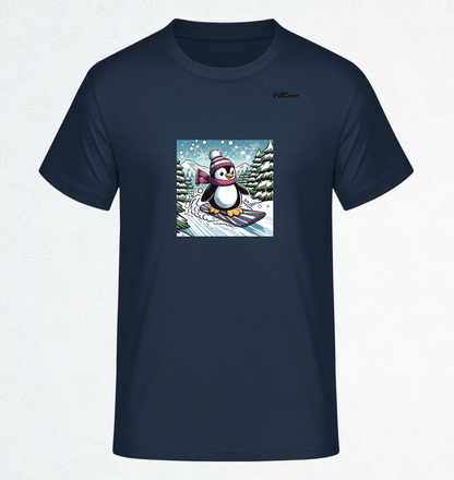 Herren T-Shirt Snowboard Pinguin