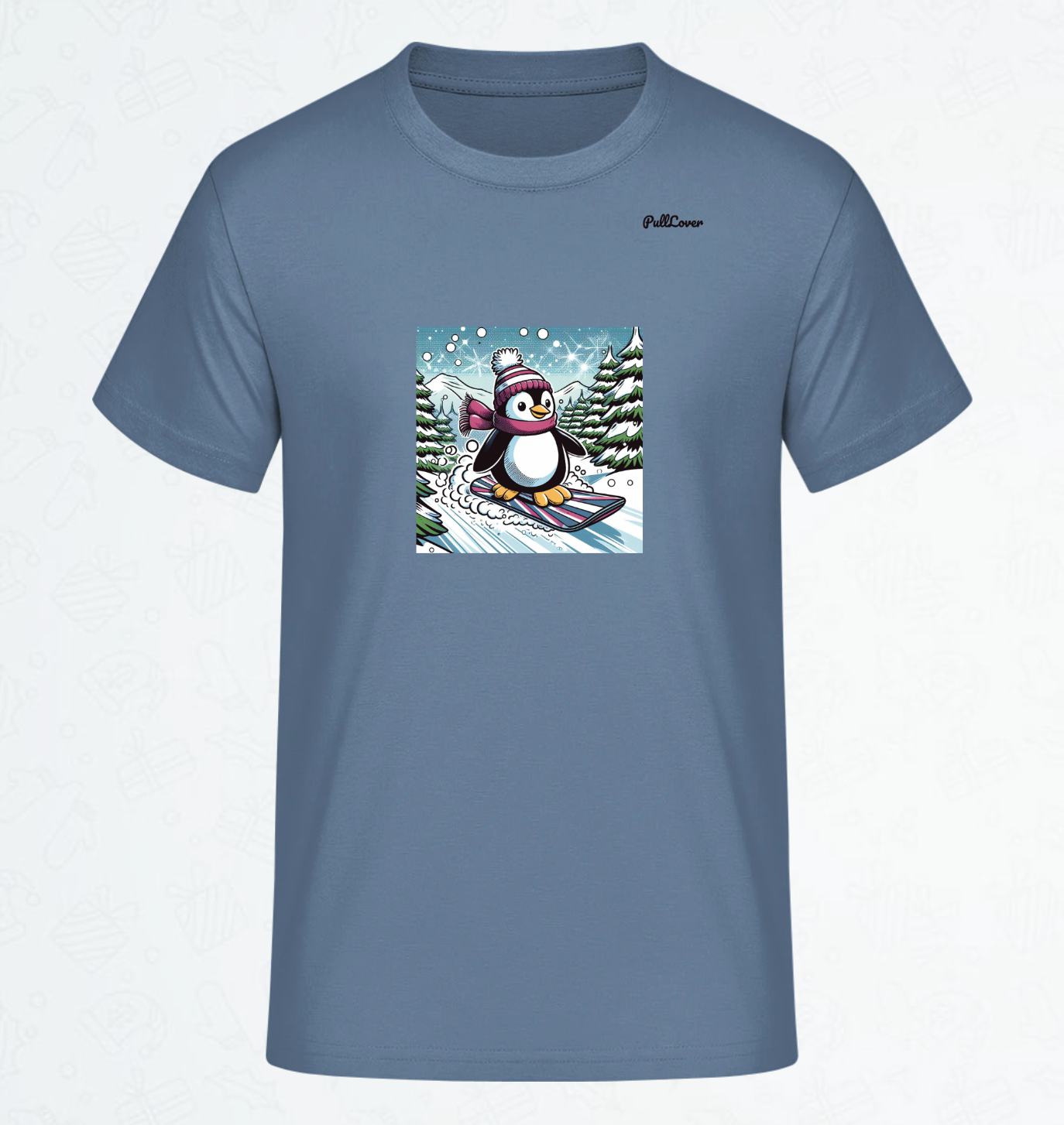 Herren T-Shirt Snowboard Pinguin