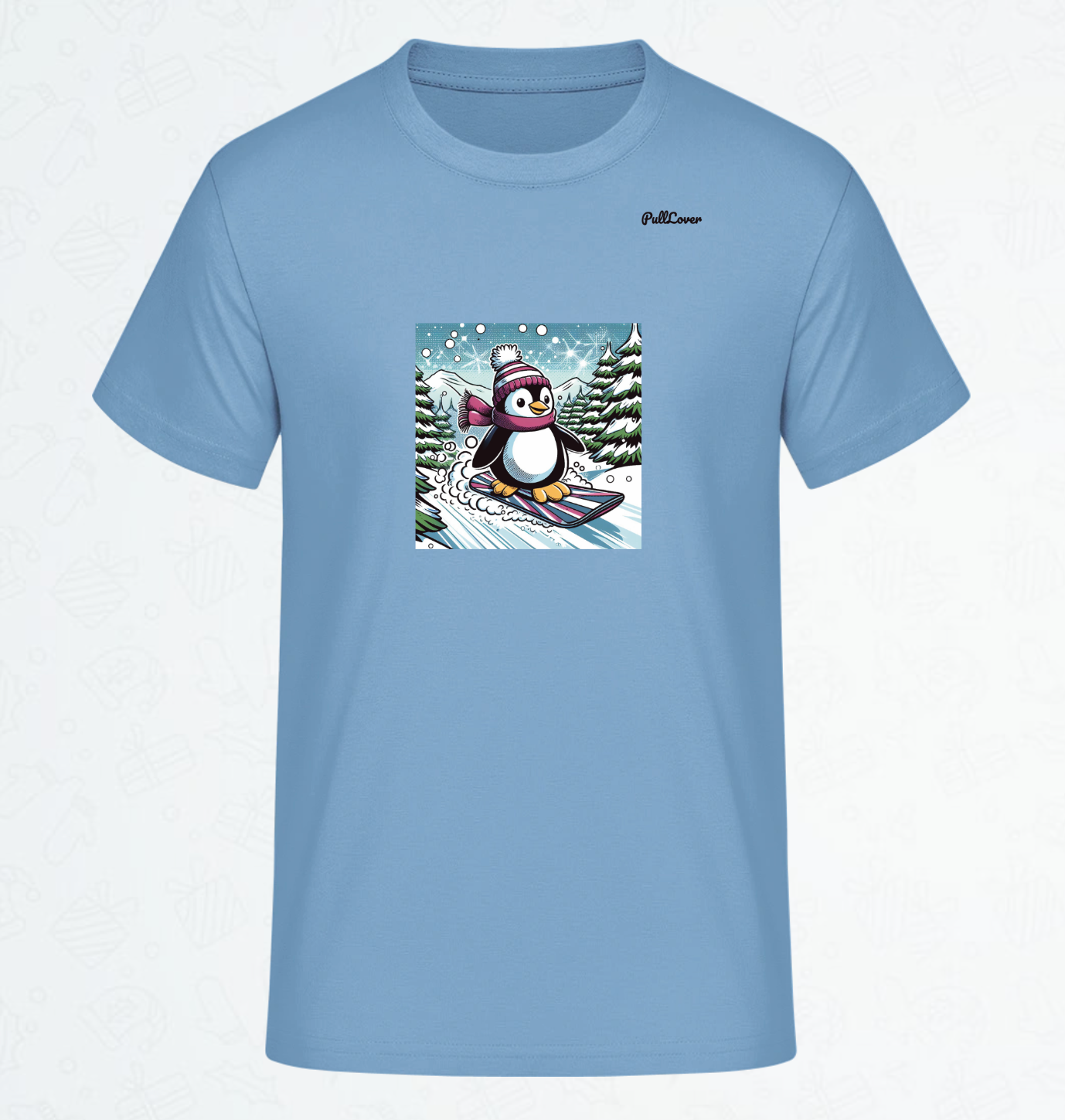 Herren T-Shirt Snowboard Pinguin