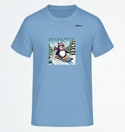 Herren T-Shirt Snowboard Pinguin