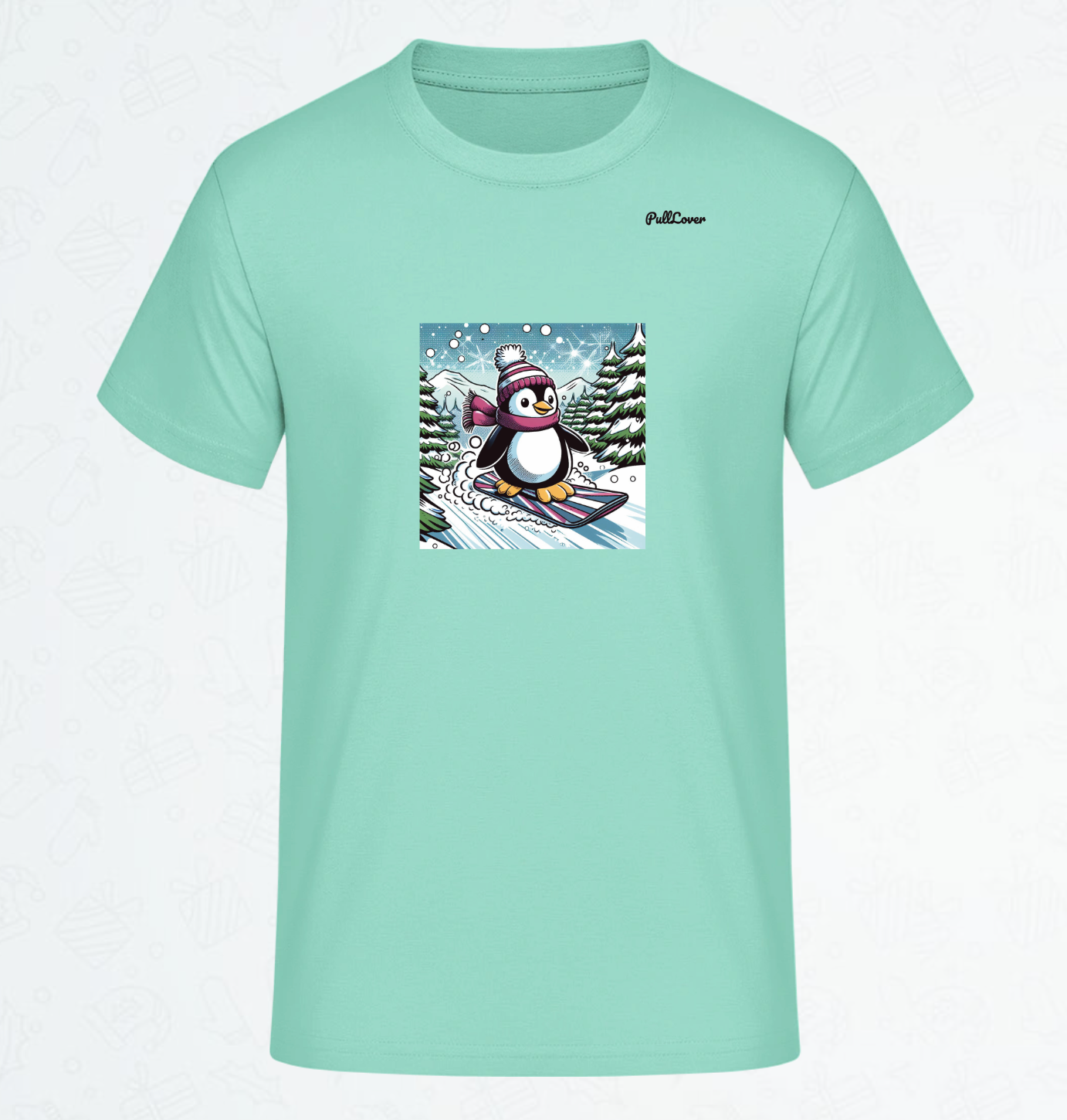 Herren T-Shirt Snowboard Pinguin