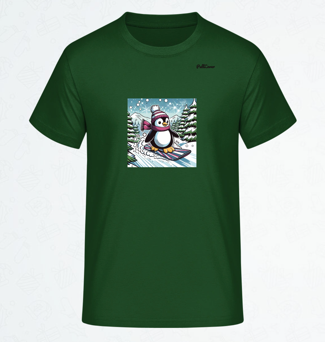 Herren T-Shirt Snowboard Pinguin