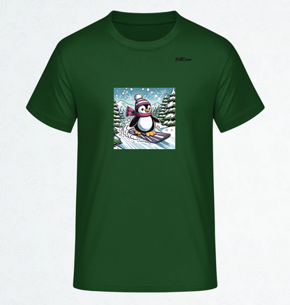 Herren T-Shirt Snowboard Pinguin