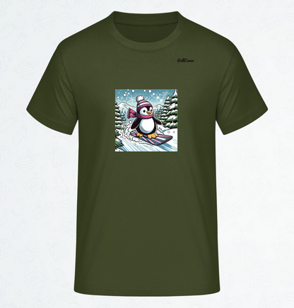 Herren T-Shirt Snowboard Pinguin