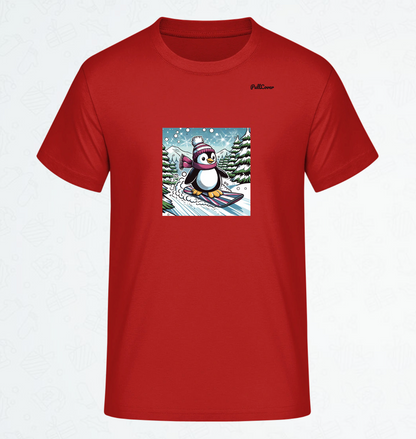 Herren T-Shirt Snowboard Pinguin