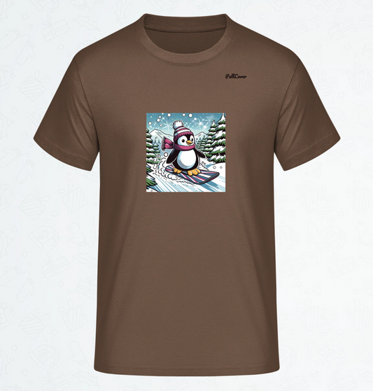 Herren T-Shirt Snowboard Pinguin