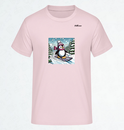 Herren T-Shirt Snowboard Pinguin