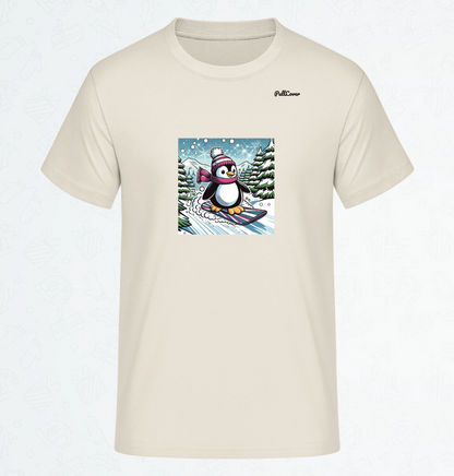 Herren T-Shirt Snowboard Pinguin