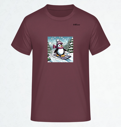 Herren T-Shirt Snowboard Pinguin