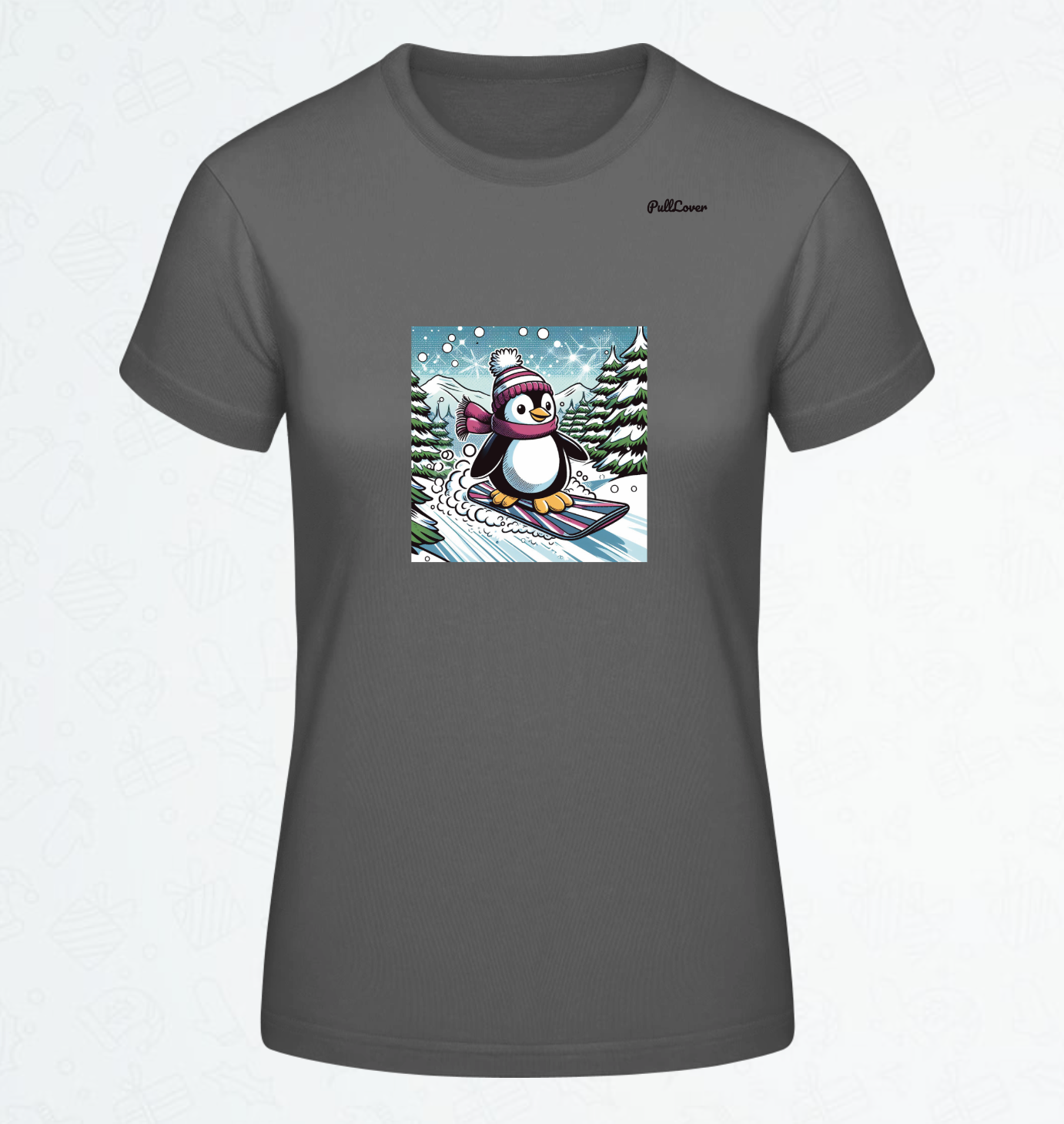 Damen T-Shirt Snowboard Pinguin