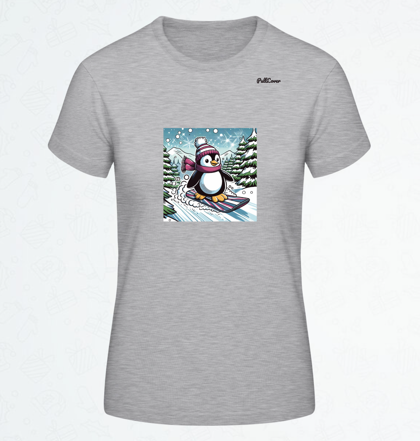 Damen T-Shirt Snowboard Pinguin