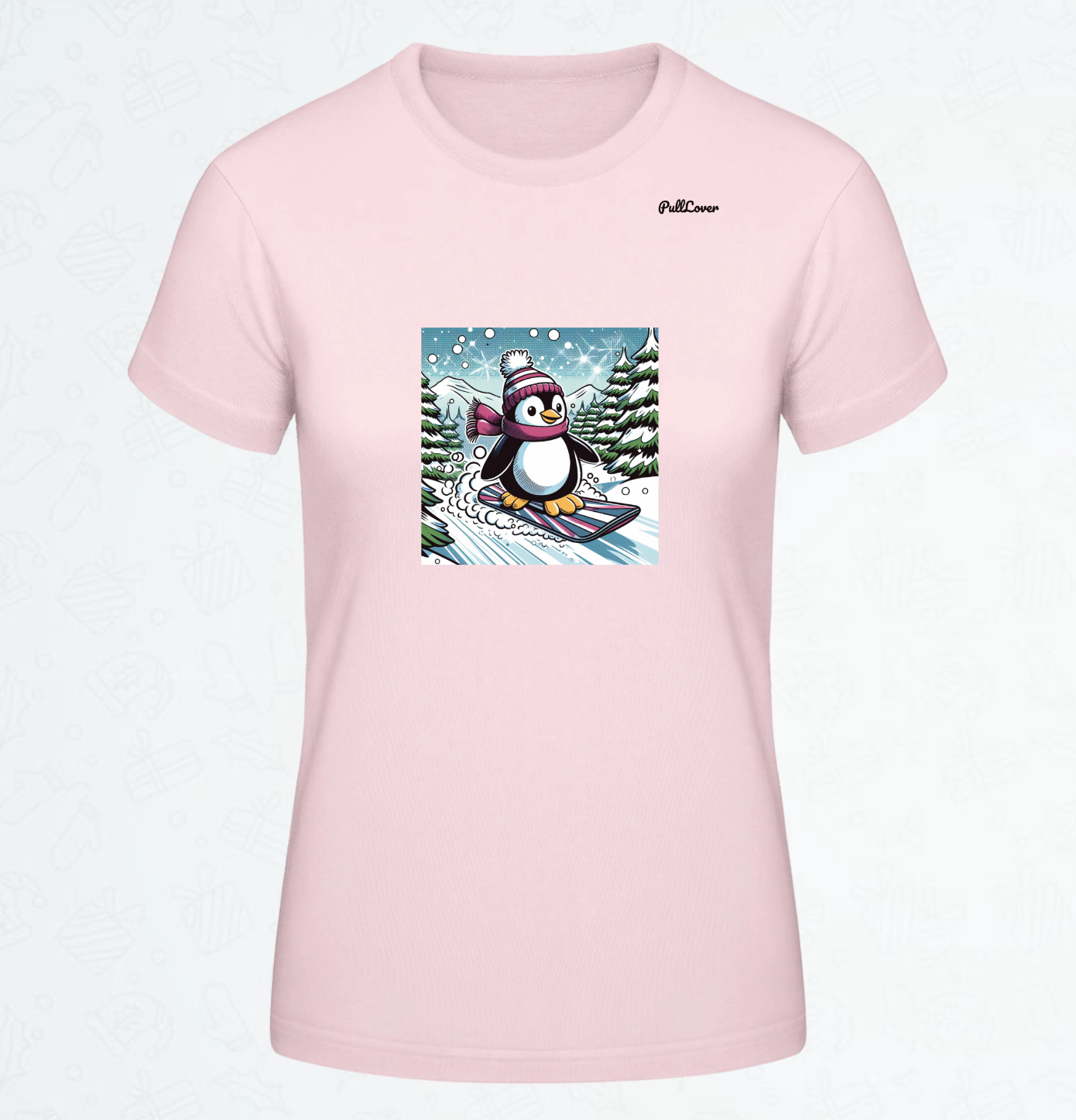 Damen T-Shirt Snowboard Pinguin