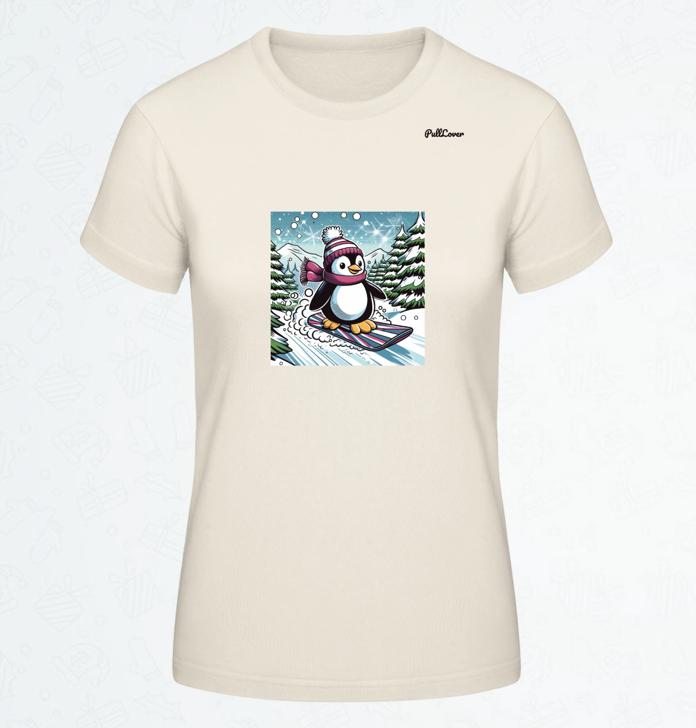 Damen T-Shirt Snowboard Pinguin