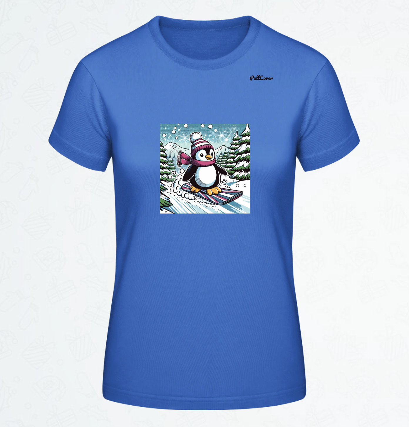 Damen T-Shirt Snowboard Pinguin