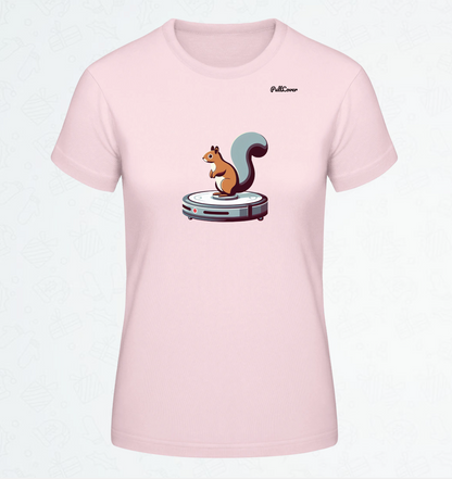 Damen T-Shirt Eichhörnchen Robo-Staubsauger