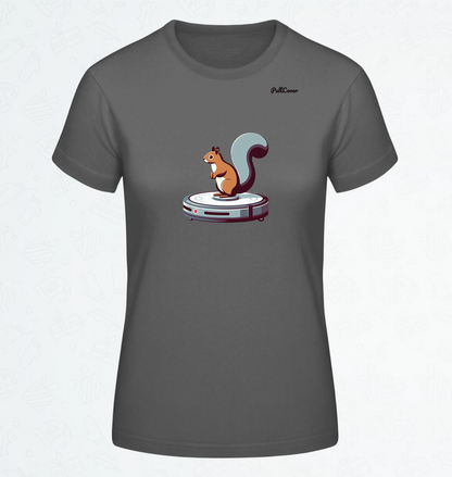 Damen T-Shirt Eichhörnchen Robo-Staubsauger