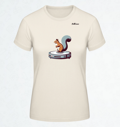 Damen T-Shirt Eichhörnchen Robo-Staubsauger