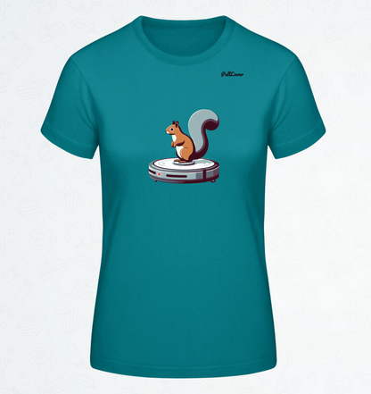 Damen T-Shirt Eichhörnchen Robo-Staubsauger