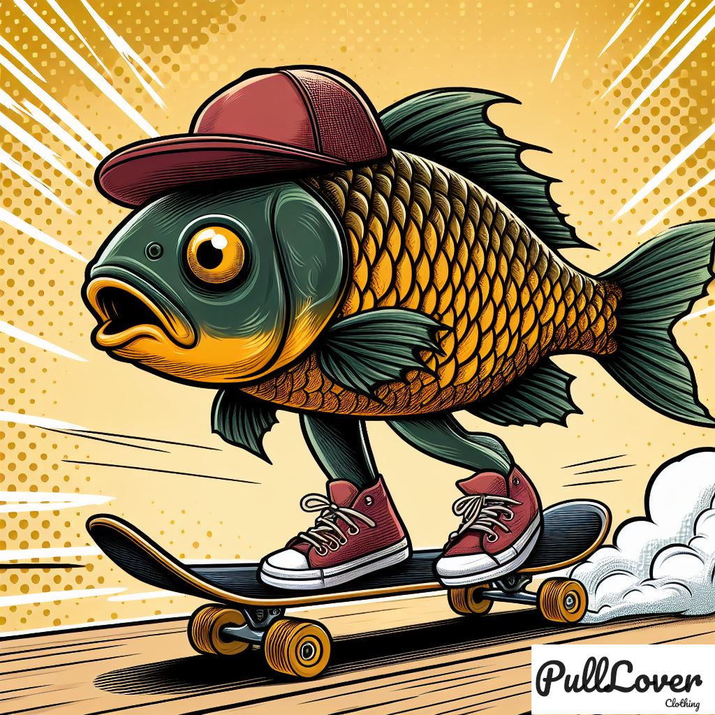 Hoodie Skateboard-Fisch